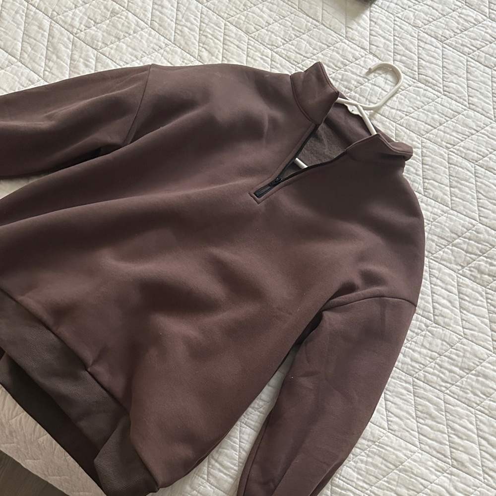 Women's Brown Quarter-Zip Sweatshirt